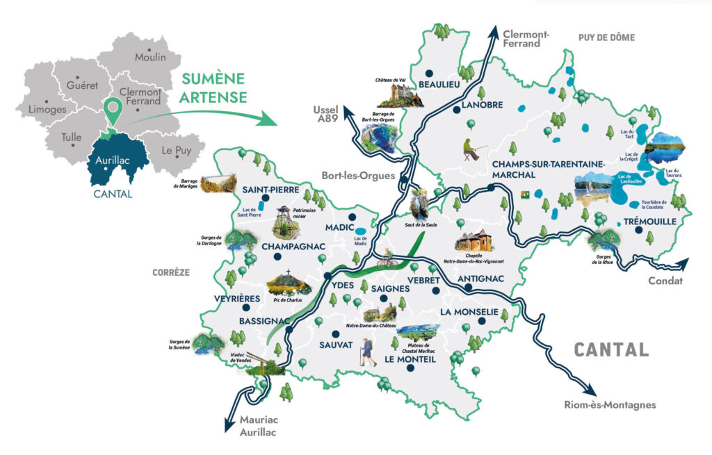 Carte de situation de Sumène Artense - Agrandir l'image, fenêtre modale